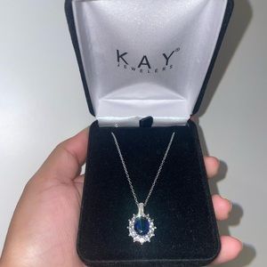 18” Sapphire Lab Created Necklace- Sterling Silver
